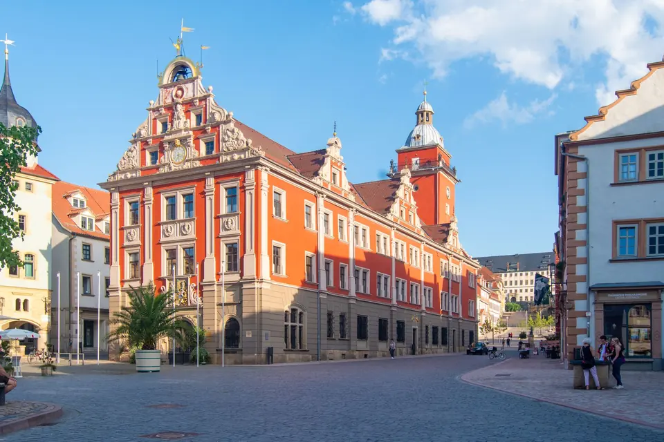 Stunning Ansicht des Rathaus im Renaissance-Stil in Gotha, Deutschland.